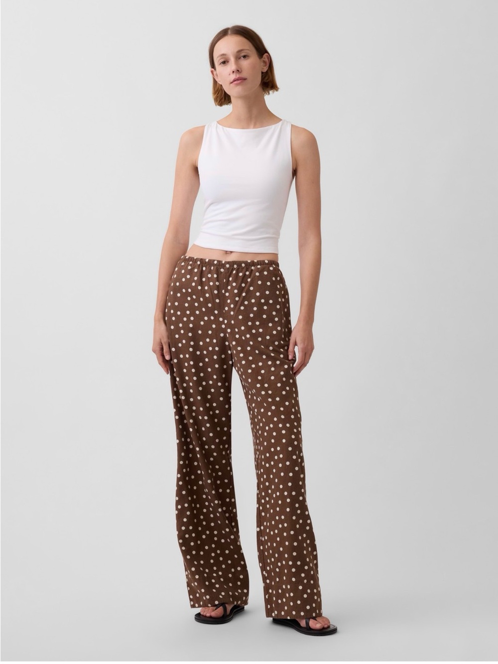 GAP Brown Polka Dot Wide-Leg Pants & Sleeveless Top